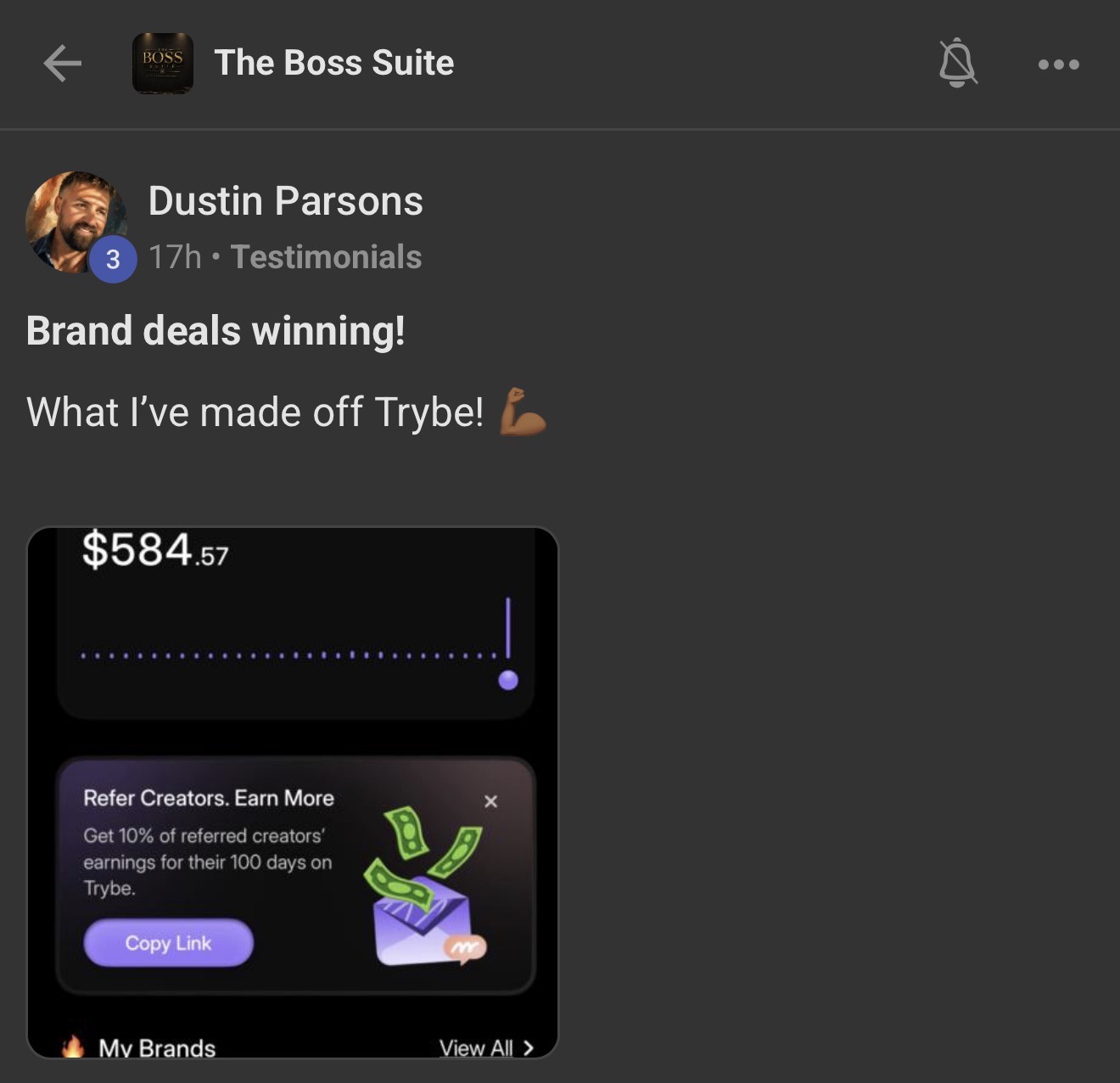 Dustin Parsons Boss Suite testimonial screenshot