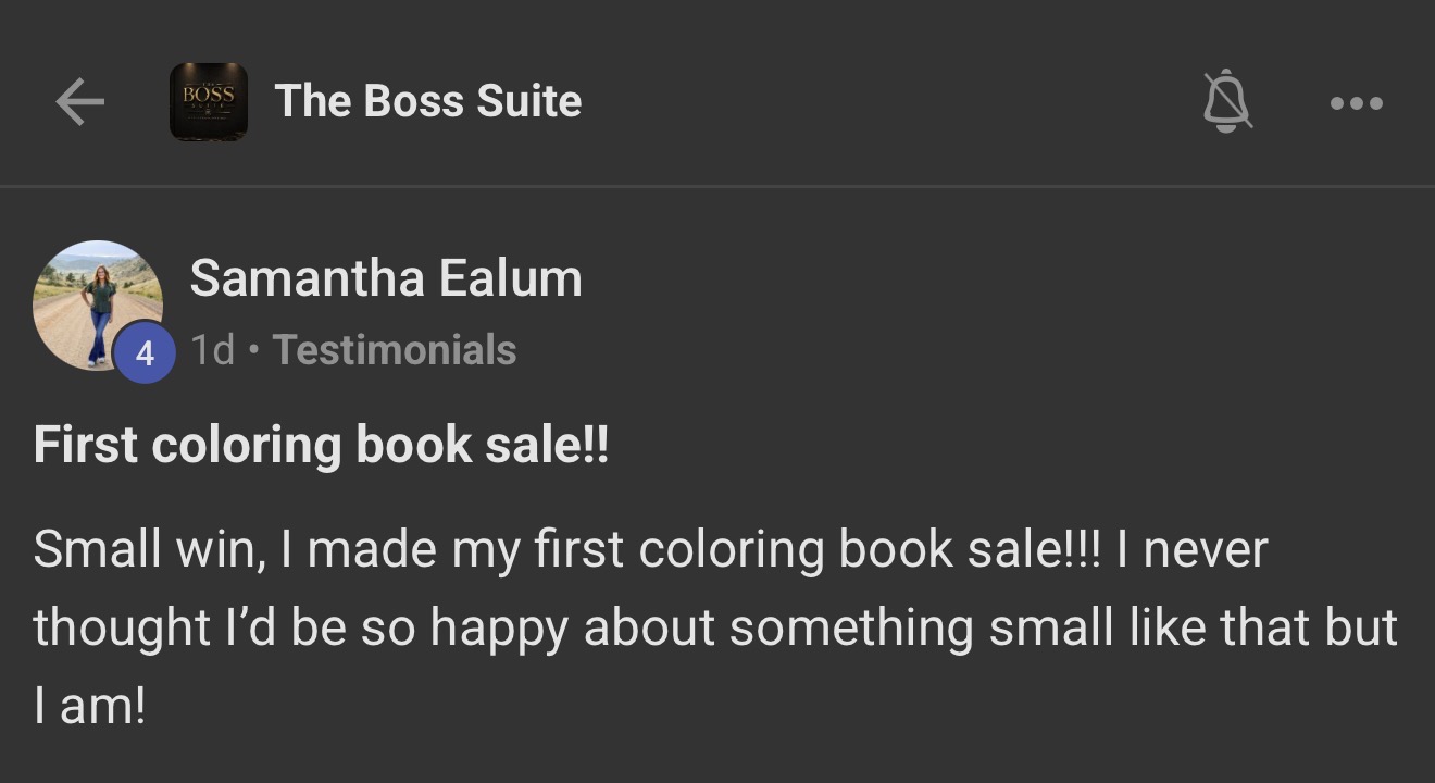 Samantha Ealum Boss Suite testimonial screenshot