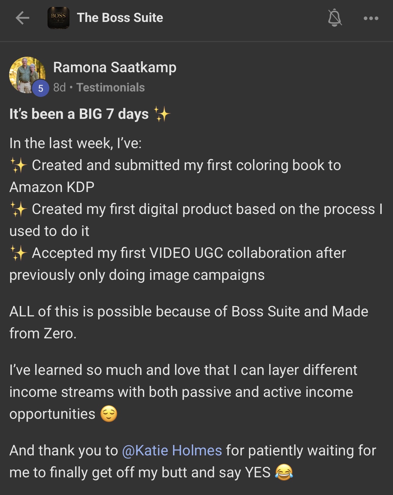 Ramona Saatkamp testimonial screenshot